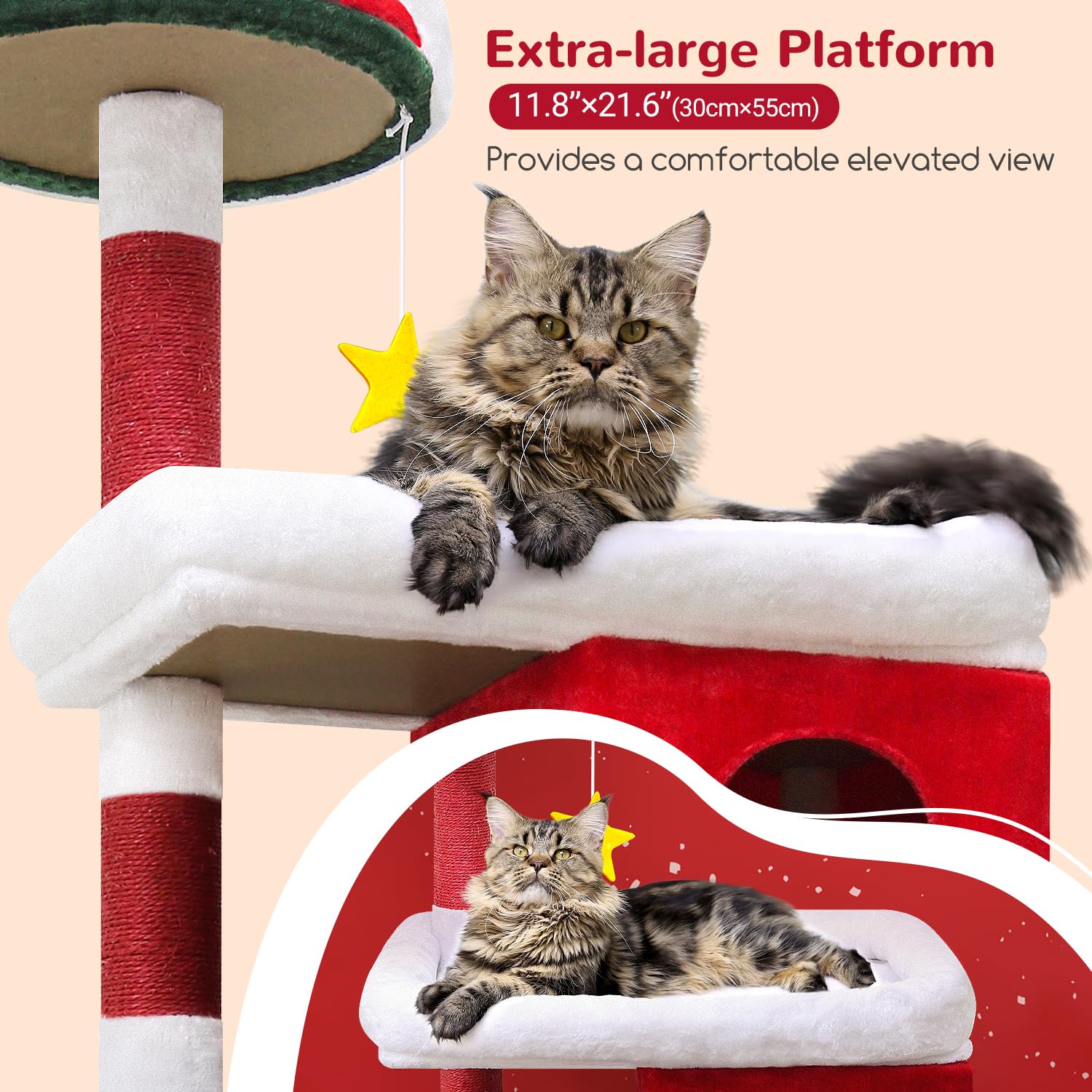 Globlazer S72 Heavy Duty Cat Trees For Large Cats, Sturdy 72In Maine Coon Cat Tree For Large 20 Lbs+ Heavy Duty Cat Tower For Ad
